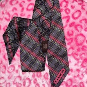 Coach Multicolor Tartan Head Scarf/ Bag Accessory